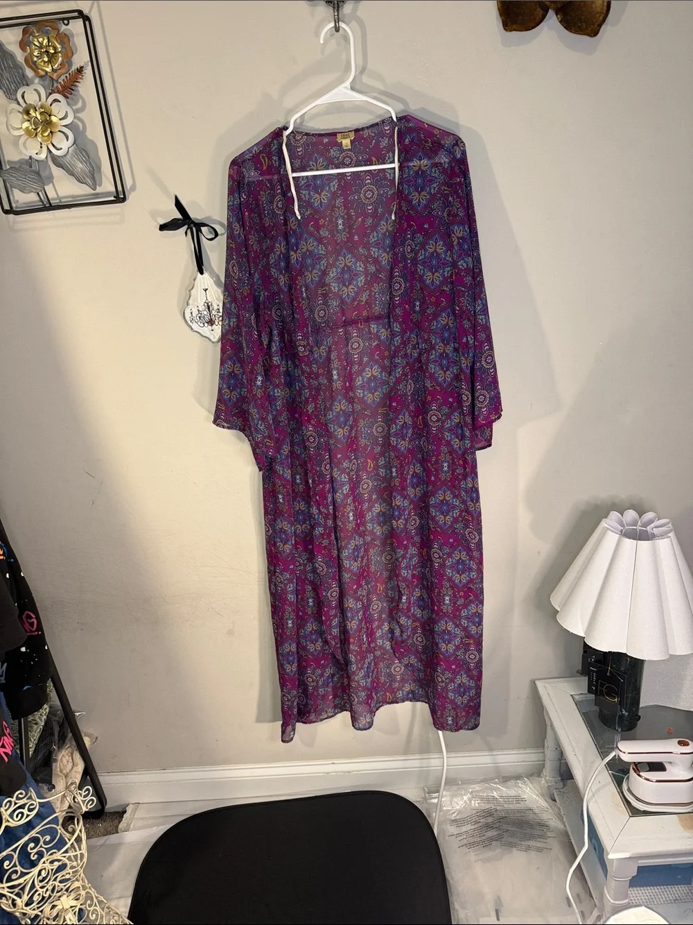 True Craft Purple Floral Sheer Coverup boho